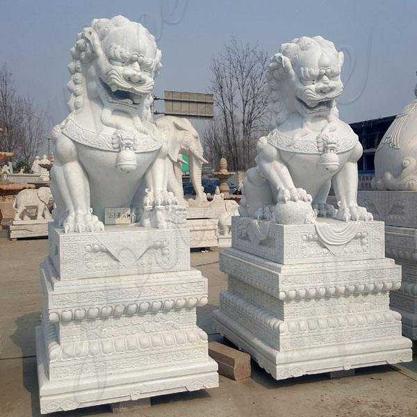 Large Foo Dog Statues for Sale Outdoor Marble Lion Statues MOKK-120