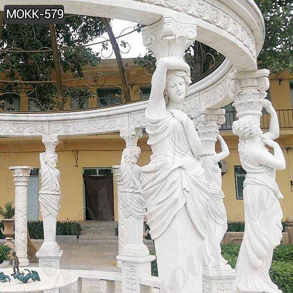 Garden Marble Gazebo with Iron Top