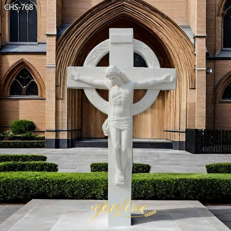 Jesus Christ on the Cross Marble Statue for Church Decor for Sale CHS-768