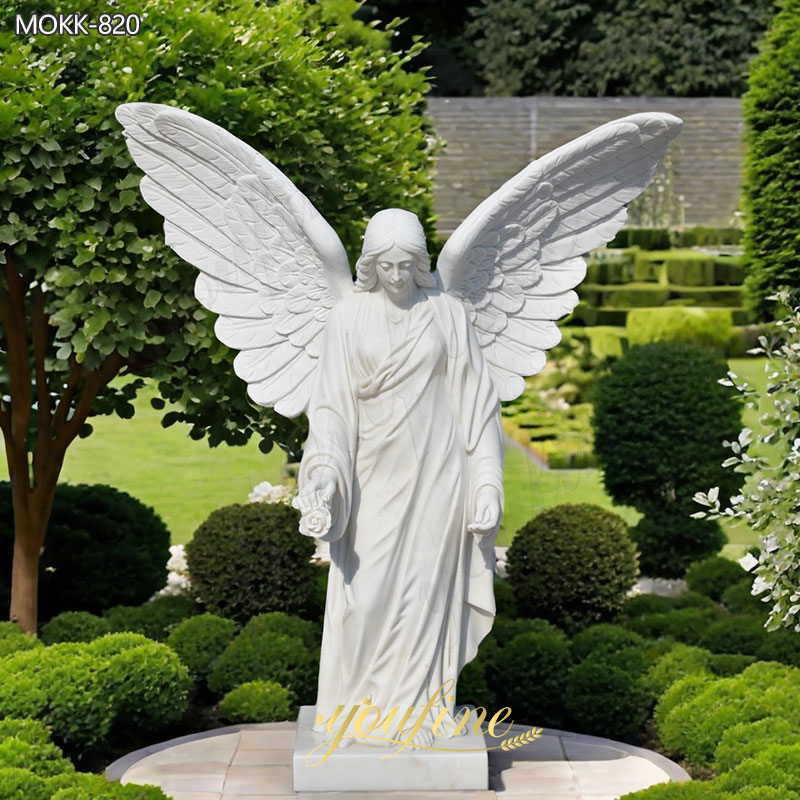 Garden Life Size White Marble Angel Statue for Sale MOKK-820