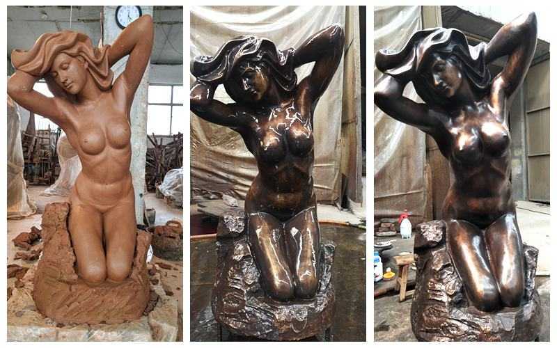 Bronze nude woman statue