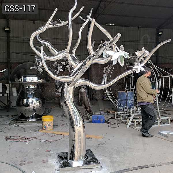 Large Outdoor Modern Metal Stainless Steel Tree Sculpture For Sale Css 117 You Fine Sculpture