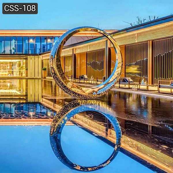 High Polished Modern Stainless Steel Ring Sculpture for Outdoor Decoration