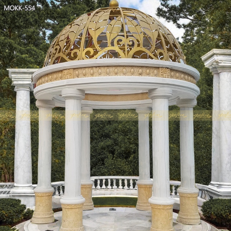 Large Marble Gazebo with Round Pillars for Wedding