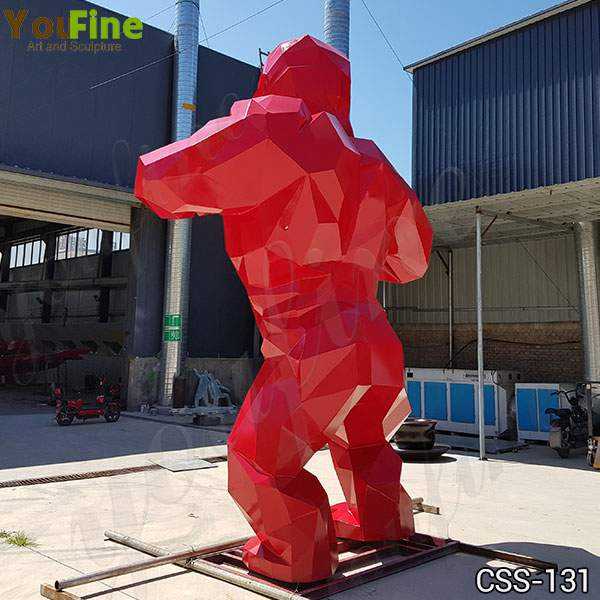 Red Stainless Steel Orangutan Sculpture