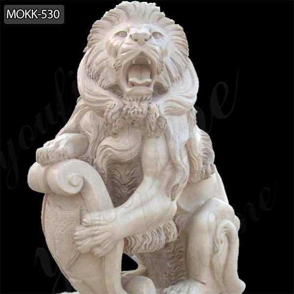 Western Guardian Marble Lion Statue