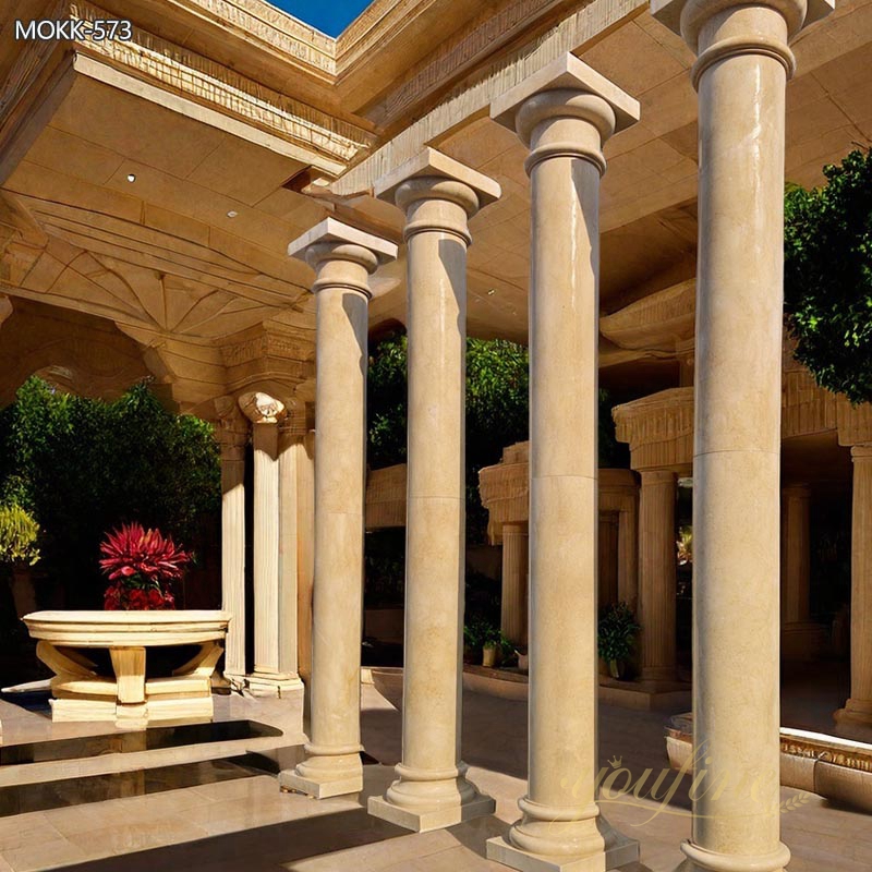 Beige Marble Round Pillar from Residential Buildings Supplier MOKK-573