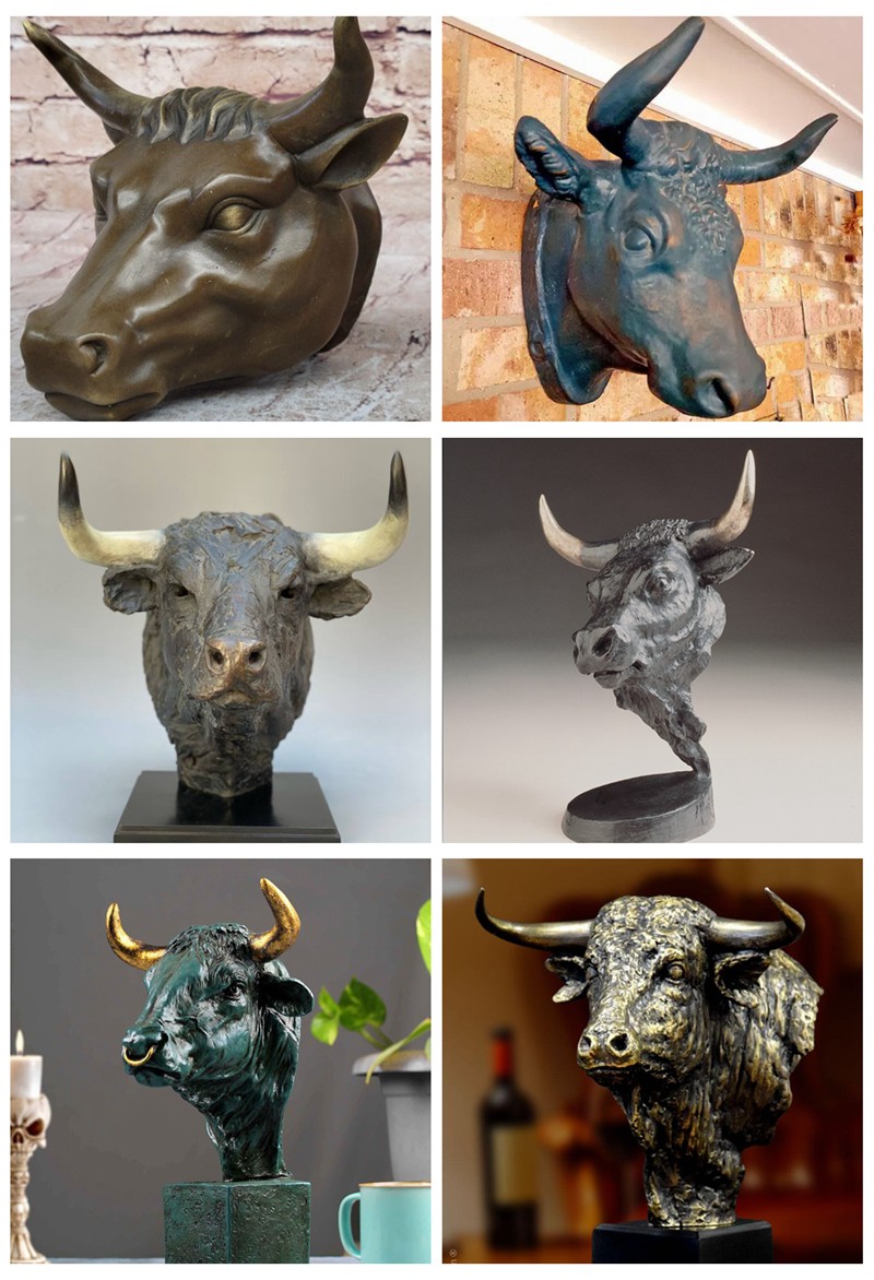 bronze bull head sculpture