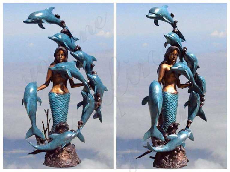 Casting Bronze Mermaid With Dolphins Fountain Supplier Bokk Youfine