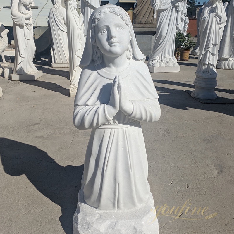 Hand Carved Saint. Bernadette Marble Statue for Sale