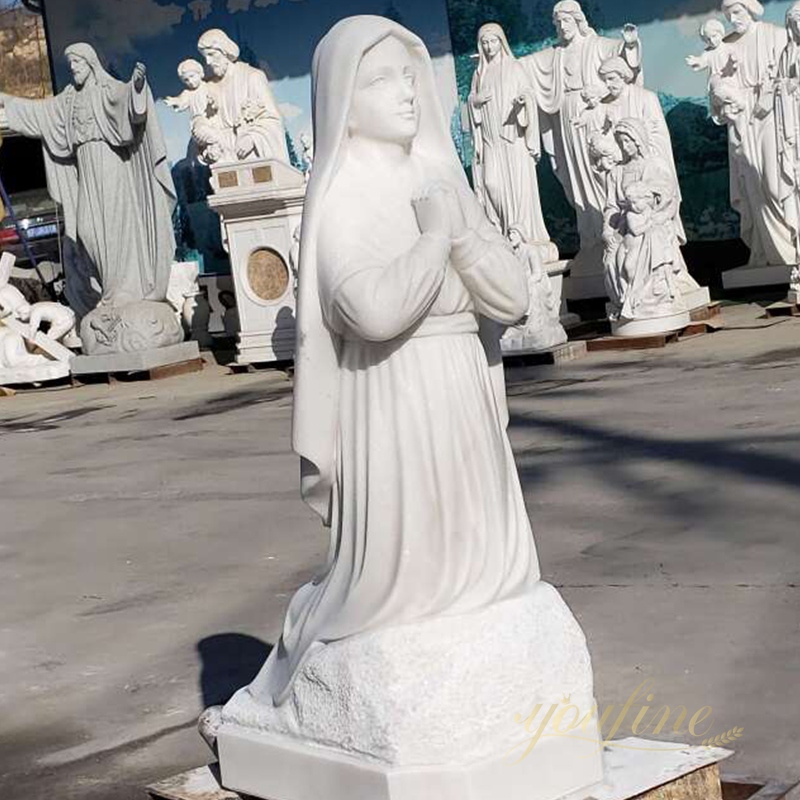 Hand Carved Saint. Bernadette Marble Statue for Sale