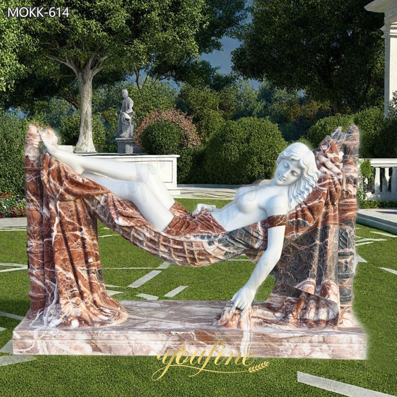 Woman Lying on a Hammock Marble Sculpture for Sale MOKK-614