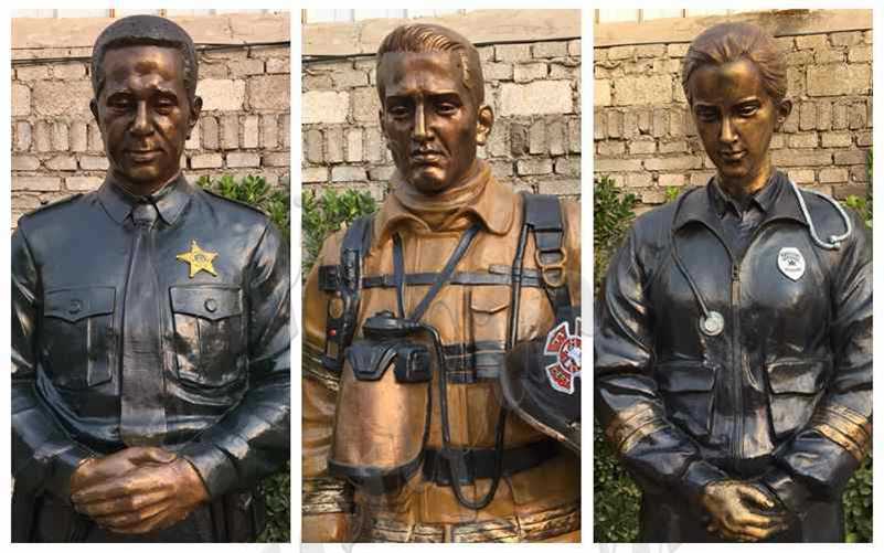 Bronze firefighter statue