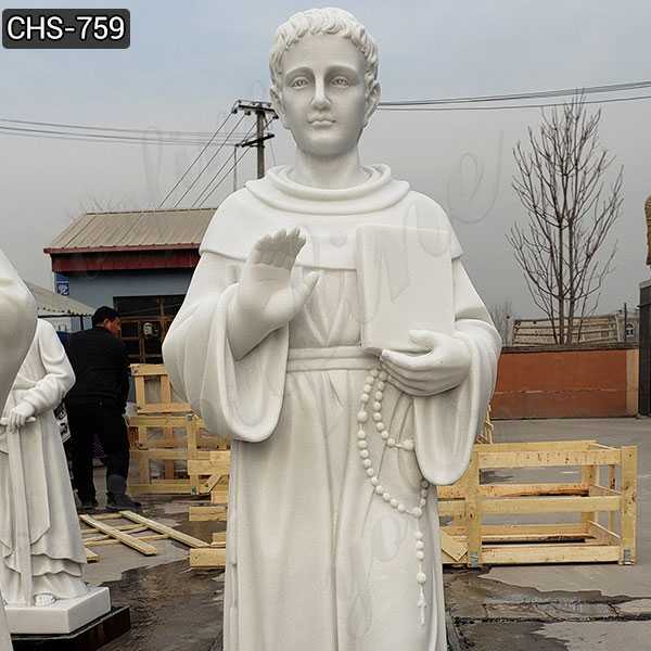 Custom Made White St. Thomas Aquinas Marble Statue for Sale