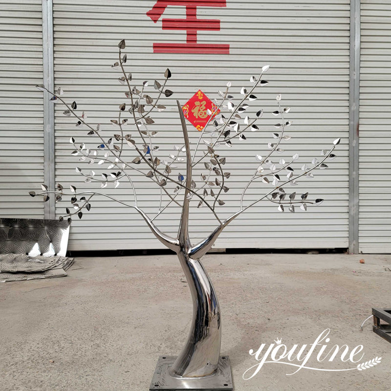 abstract stainless steel tree sculpture