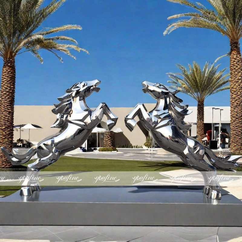 outdoor metal horses sculpture