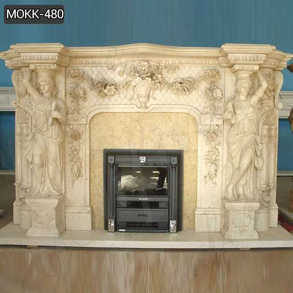 Darmen ijs Herdenkings Luxurious Large Beige Marble Statuary Fireplace Mantel for Sale  MOKK-480-You Fine Sculpture