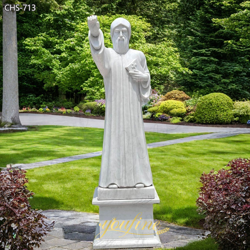 Life Size Catholic Church White Marble Saint Charbel with Bible Designs for Sale CHS-713