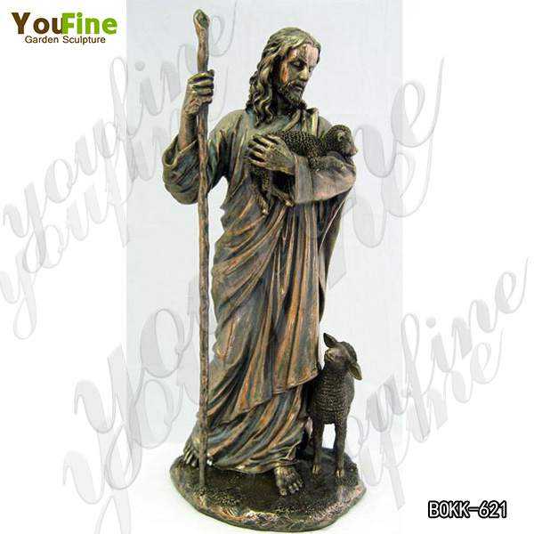 High-quality Religious Casting Bronze Jesus The Good Shepherd Statue Price  BOKK-621 - YouFine Sculpture