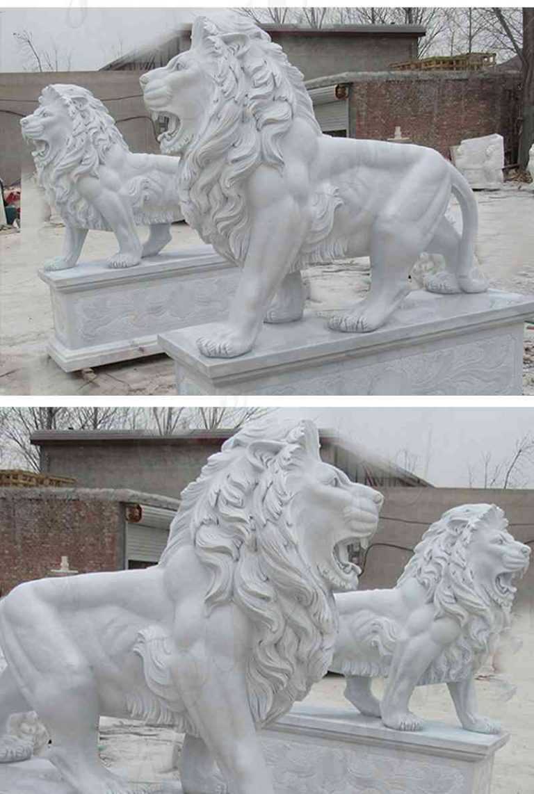 Life Size Outdoor Marble Walking Lion Statues for Sale MOKK-425 - YouFine