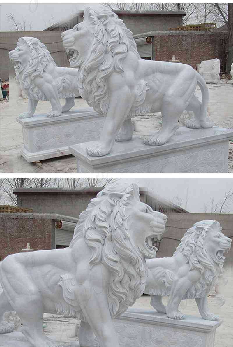 Life Size Outdoor Marble Walking Lion Statues details