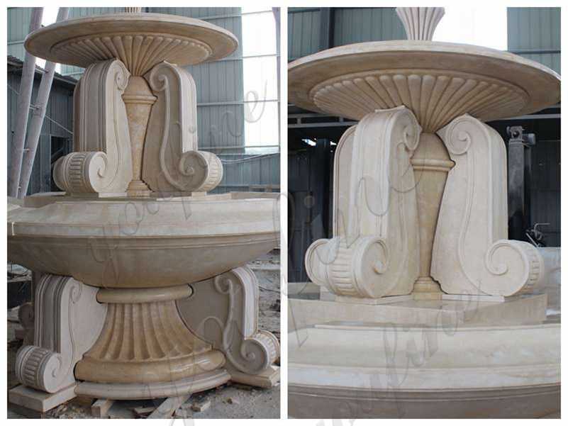 Outdoor Large Natural Beige Marble Water Fountain details