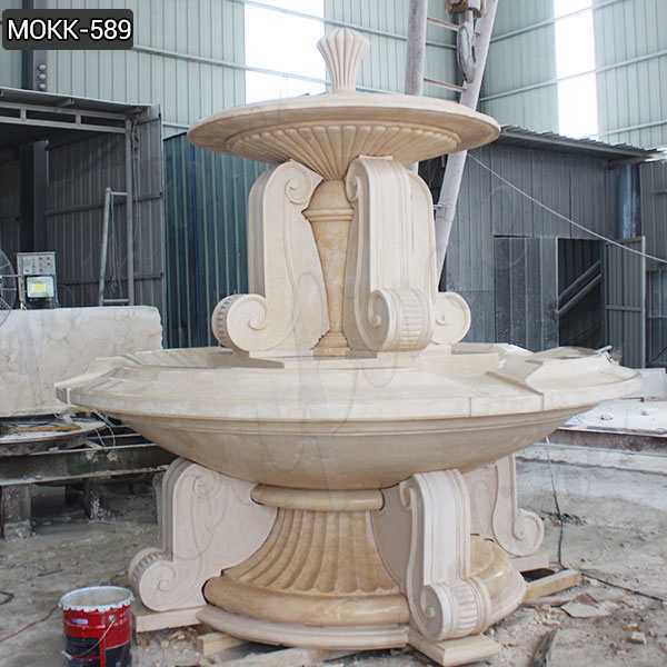 Outdoor Large Natural Beige Marble Water Fountain