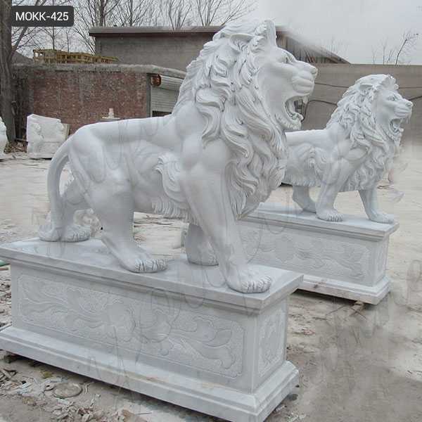 Outdoor Marble Walking Lion Statues for Sale