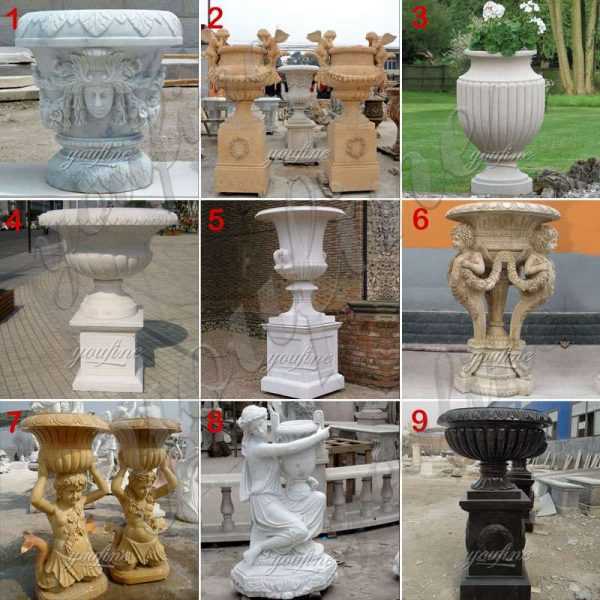 Outdoor Tall Garden Marble Flower Pots Black Marble planter for Sale ...