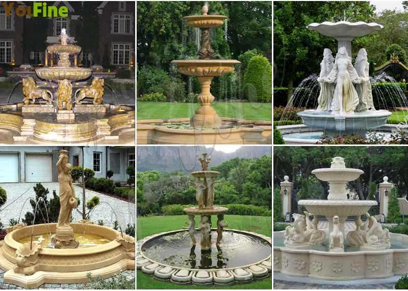 Outdoor Tiered White Marble Water Fountain