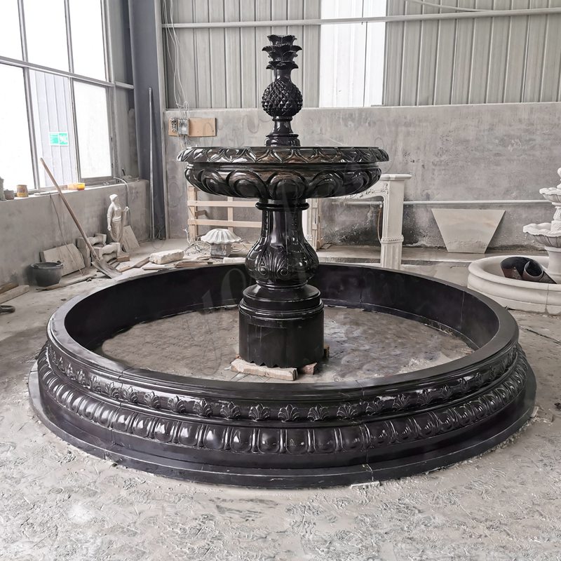 black granite tiered water fountain