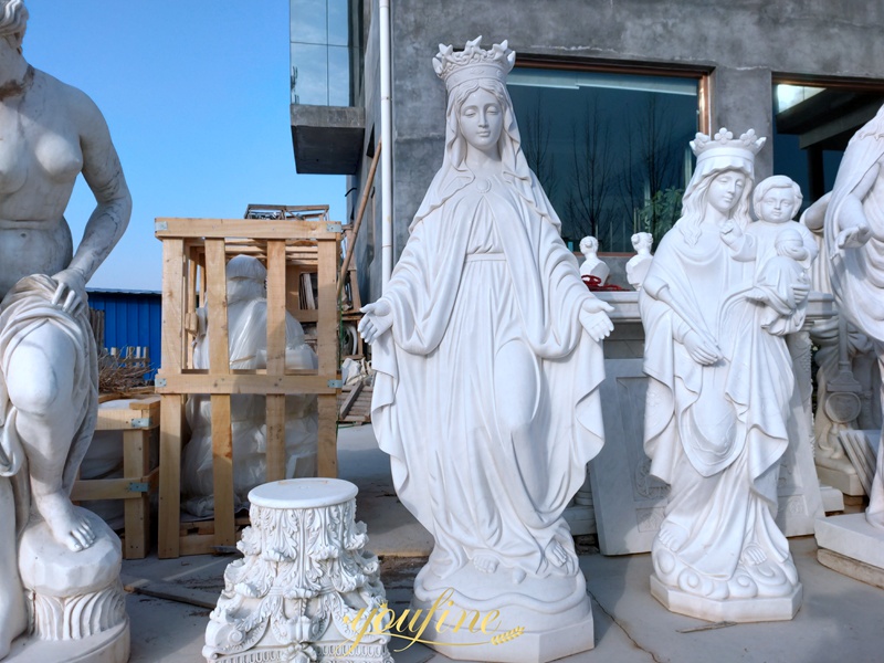 virgin mary statues with crown marble statue