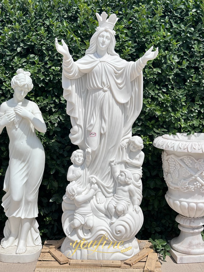 virgin mary statue with crown marble statue