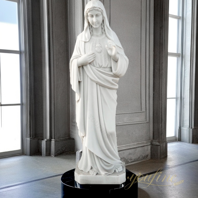 Outdoor Marble Stone Immaculate Heart of Mary Statue Garden Church Decor CHS-275