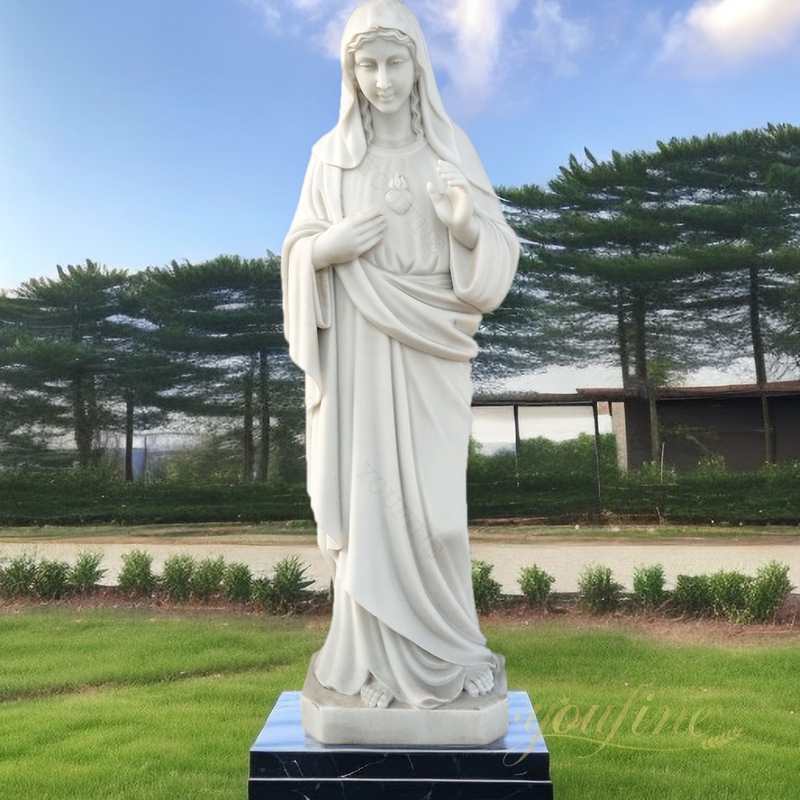 Outdoor Marble Stone Immaculate Heart of Mary Statue Garden Church Decor CHS-275