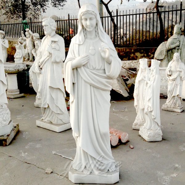 Outdoor Marble Stone Immaculate Heart of Mary Statue Garden Church Decor CHS-275