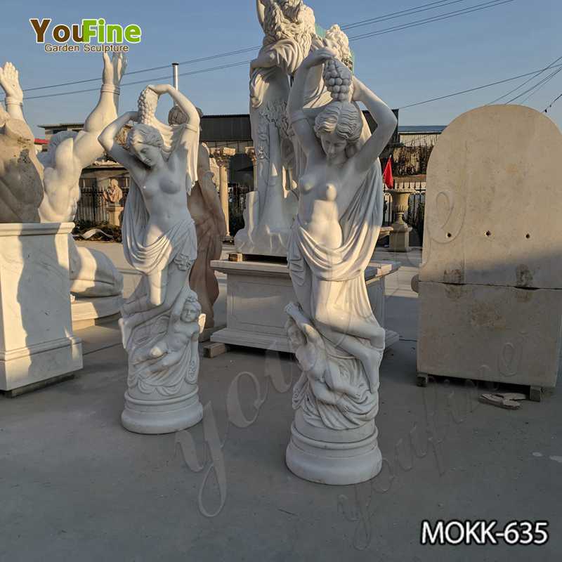 Roman Style White Marble Lady Holding Grape Statue for Sale MOKK-635