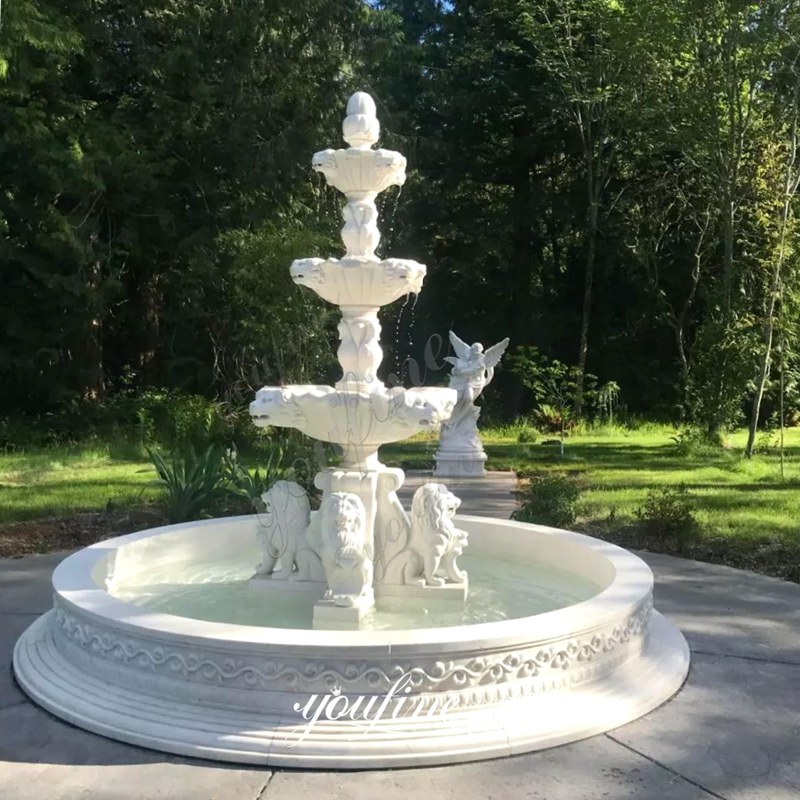 marble lion water fountain outdoor