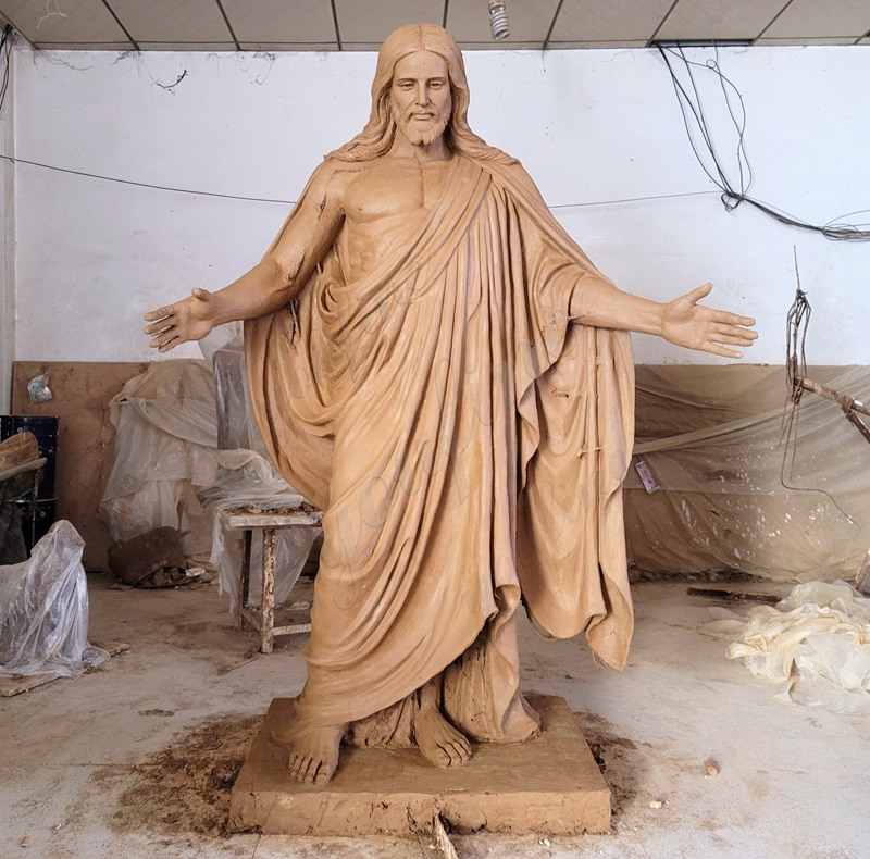 Jesus with open arms statue clay model