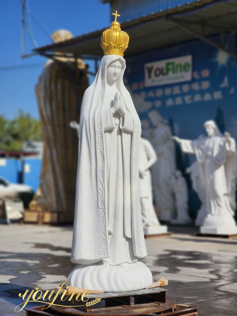 Our Lady of Fatima with Crown Marble Statue