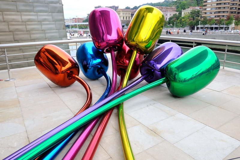 colorful modern tulips sculpture