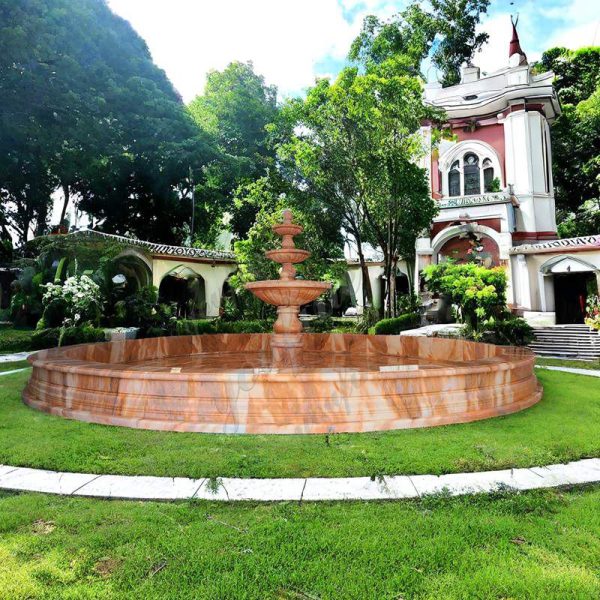 large Outdoor Courtyard Red Marble Fountain