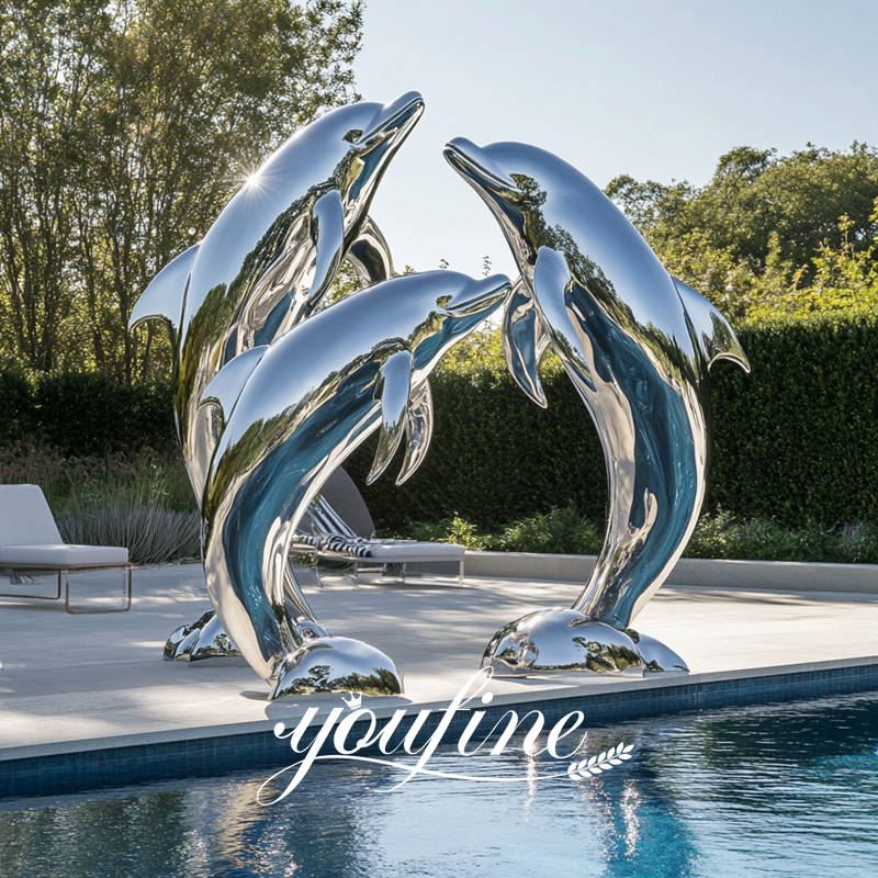 Outdoor Stainless Steel Dolphin Sculpture for Sale CSS-136