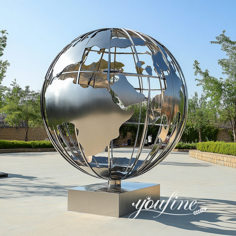 stainless steel globe sculpture