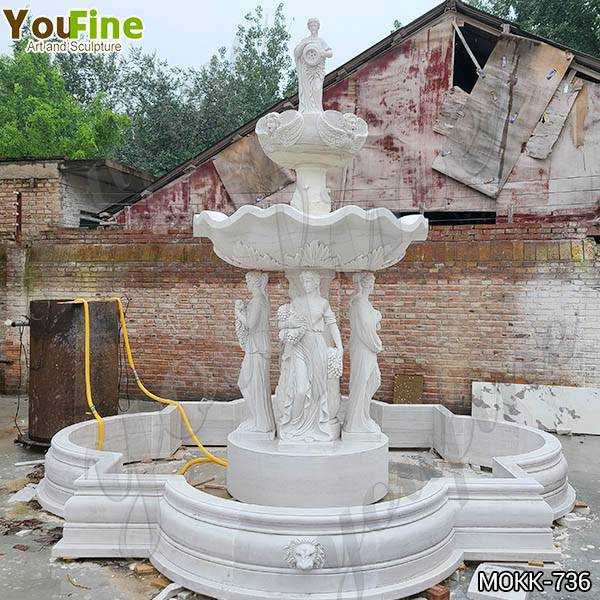 Beautiful White Marble Ladies Statue Fountain