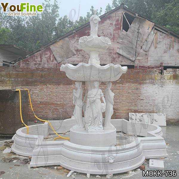 White Marble Ladies Statue Fountain