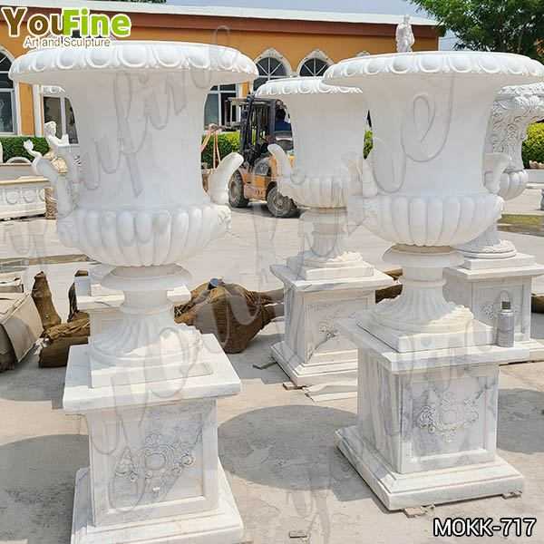 White Marble Carving Flowerpots