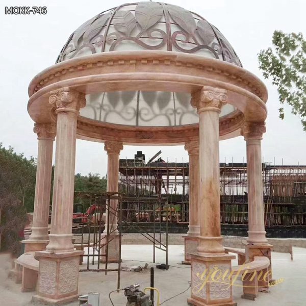 Large Outdoor Beige Stone Gazebo Pavilion with Iron Top Suppliers