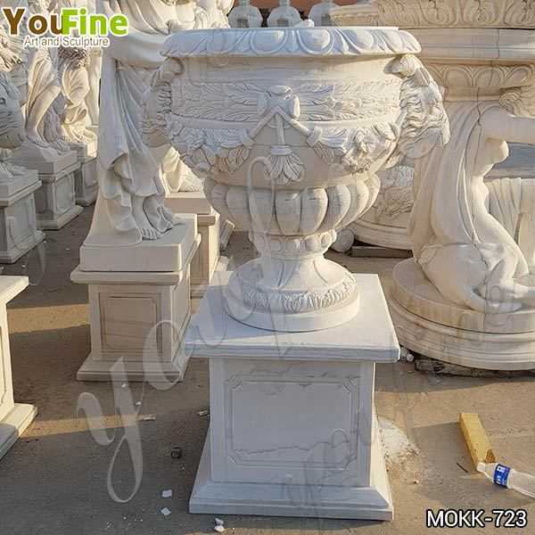 Pure White Marble Floral Flower Pots