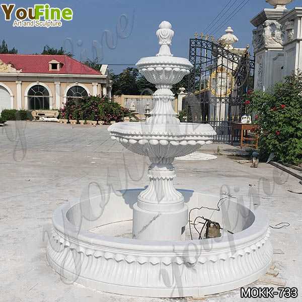 Natural White Marble Tiered Water Fountain